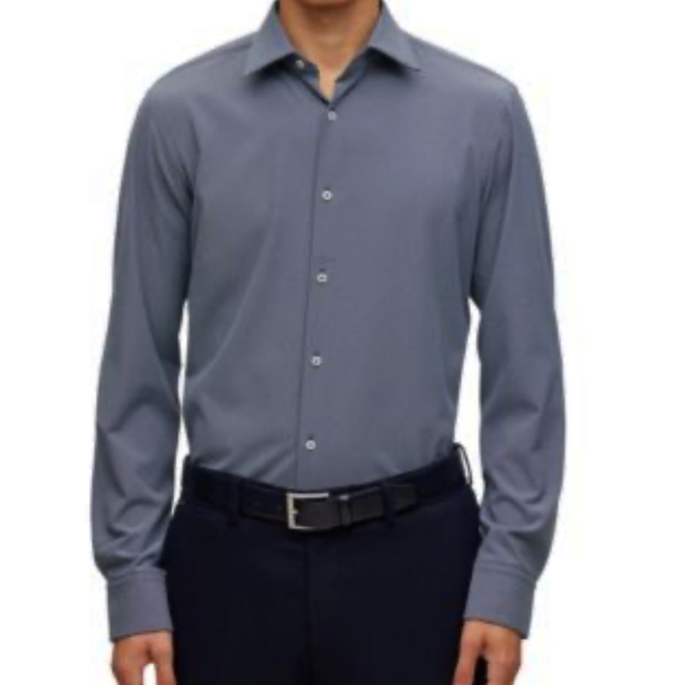 Calvin Klein slate blue gray classic cotton button down dress shirt size large